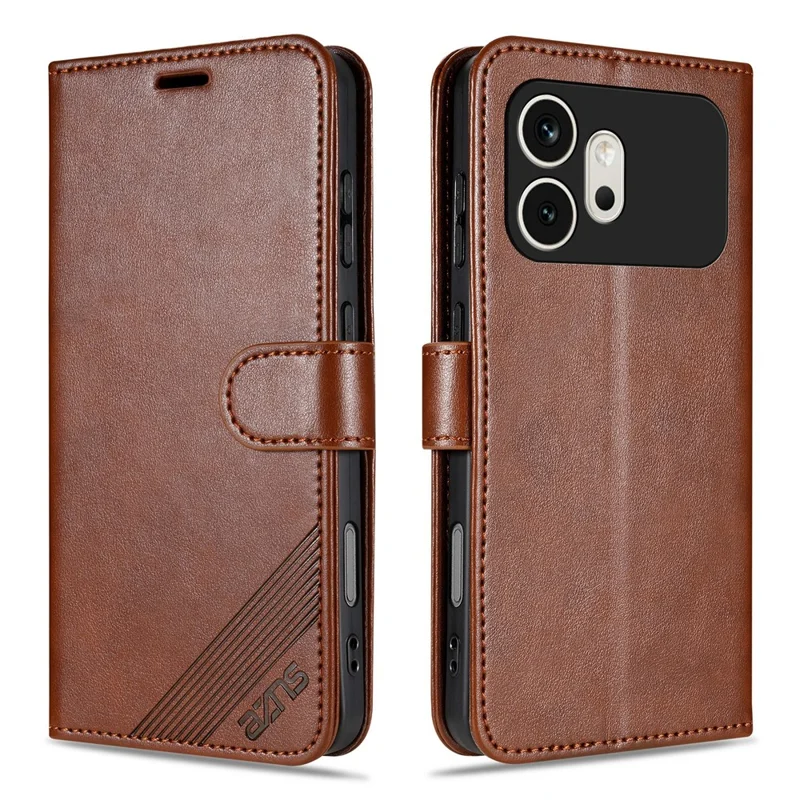 AZNS For Honor 600 5G Case Anti-Scratch PU Leather Stand Wallet Phone Cover - Brown