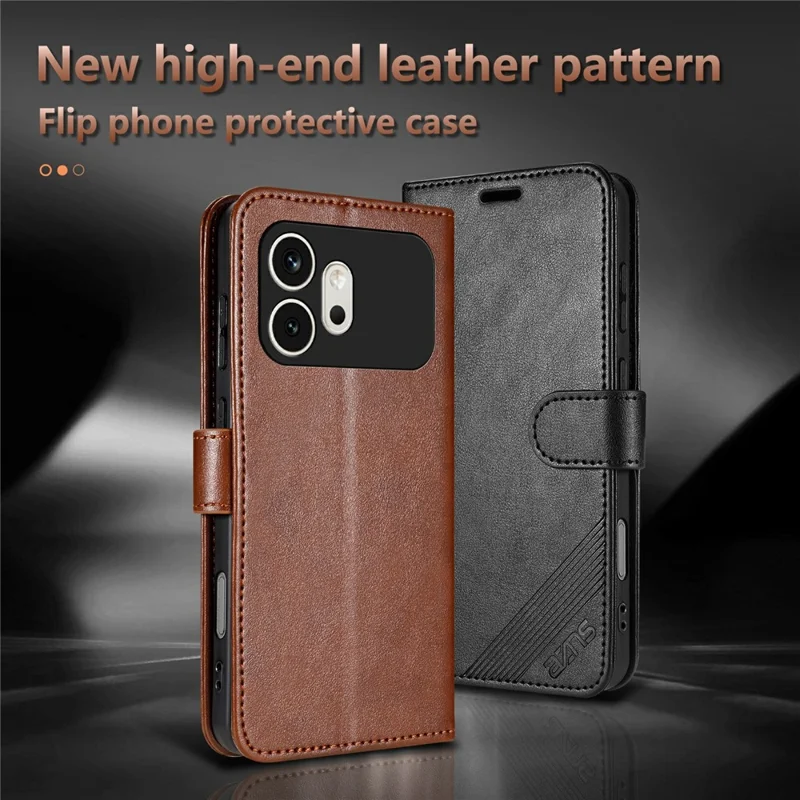 AZNS For Honor 600 5G Case Anti-Scratch PU Leather Stand Wallet Phone Cover - Brown
