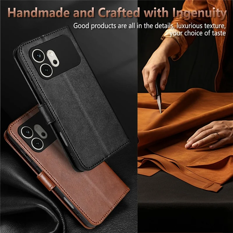 AZNS For Honor 600 5G Case Anti-Scratch PU Leather Stand Wallet Phone Cover - Brown