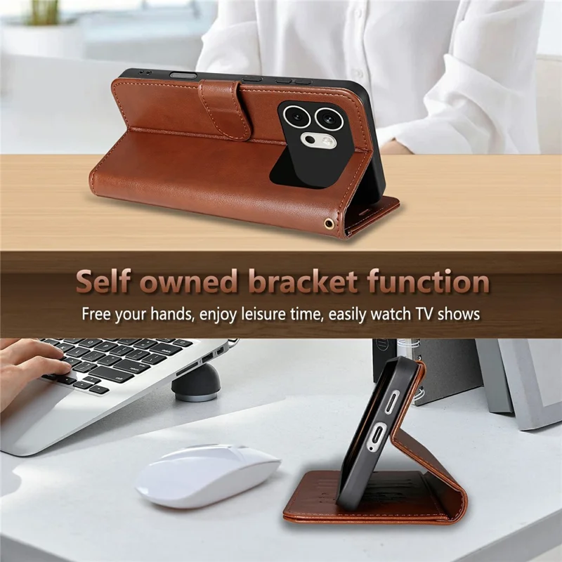 AZNS For Honor 600 5G Case Anti-Scratch PU Leather Stand Wallet Phone Cover - Brown