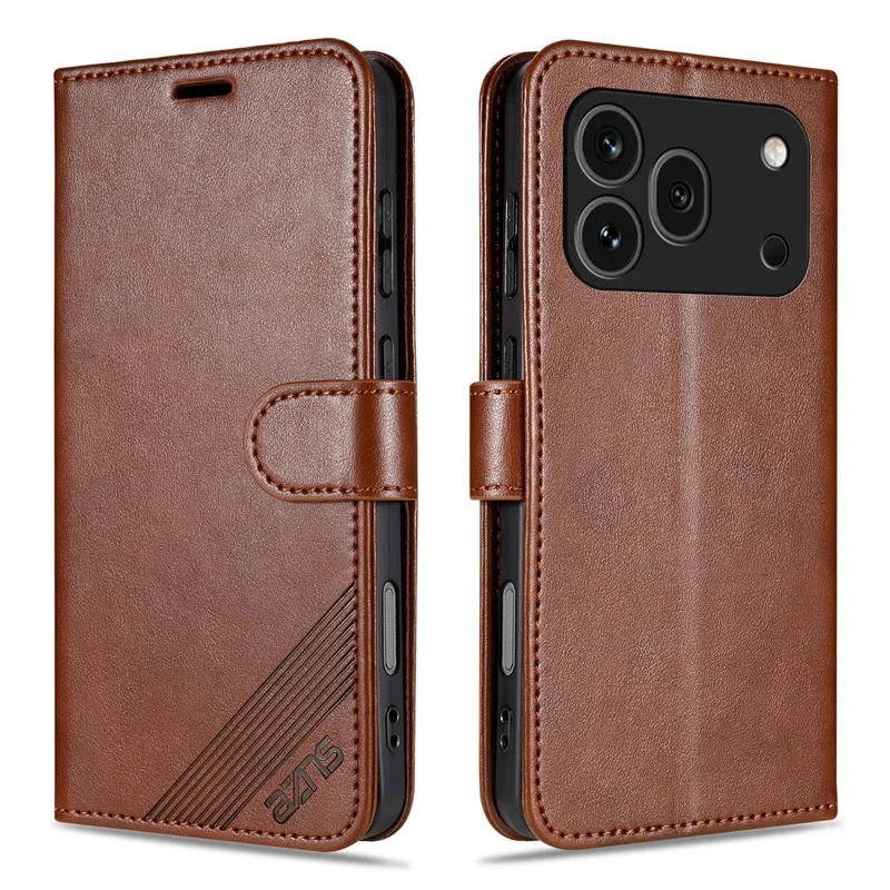 AZNS For Honor 600 Pro 5G Case Anti-Scratch PU Leather Stand Wallet Phone Cover - Brown