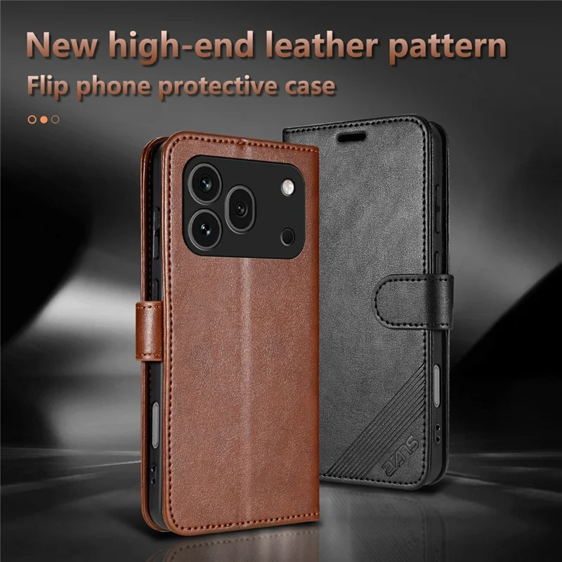 AZNS For Honor 600 Pro 5G Case Anti-Scratch PU Leather Stand Wallet Phone Cover - Brown