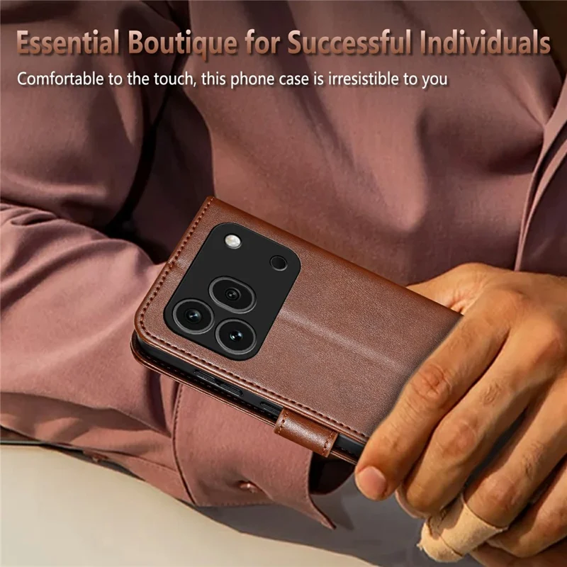 AZNS For Honor 600 Pro 5G Case Anti-Scratch PU Leather Stand Wallet Phone Cover - Brown
