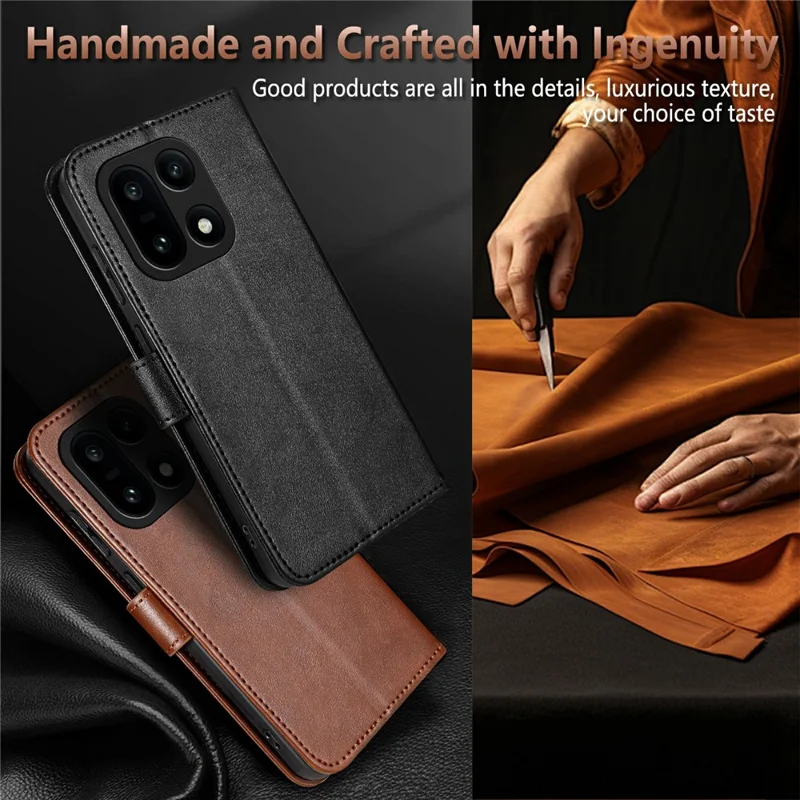 AZNS For OnePlus 15 5G Case Anti-Scratch PU Leather Stand Wallet Phone Cover - Brown