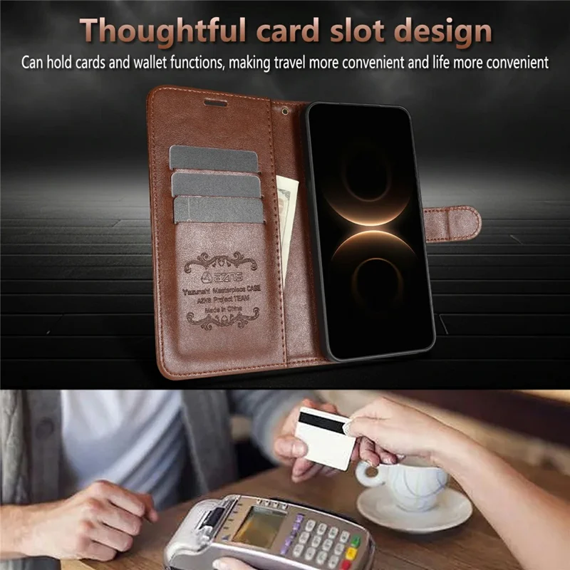 AZNS For OnePlus 15 5G Case Anti-Scratch PU Leather Stand Wallet Phone Cover - Brown