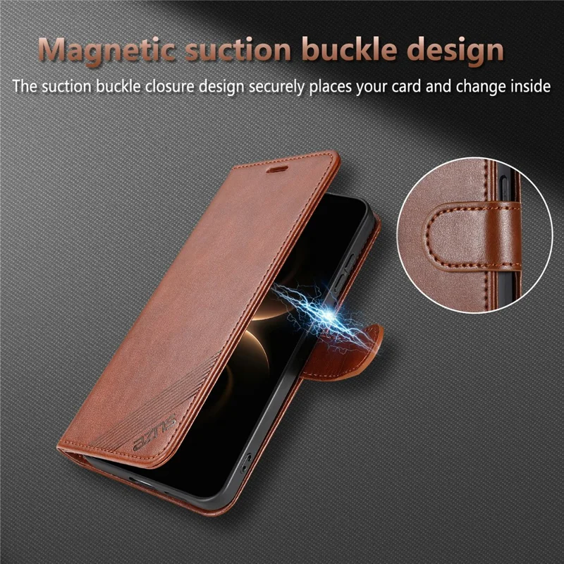 AZNS For OnePlus 15 5G Case Anti-Scratch PU Leather Stand Wallet Phone Cover - Brown
