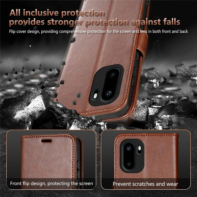 AZNS For OnePlus Ace 6 5G Case Anti-Scratch PU Leather Stand Wallet Phone Cover - Brown