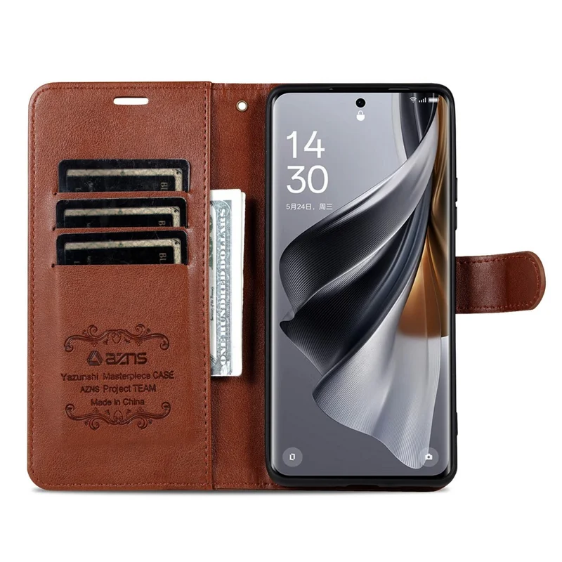 AZNS For OnePlus Ace 6 5G Case Anti-Scratch PU Leather Stand Wallet Phone Cover - Brown