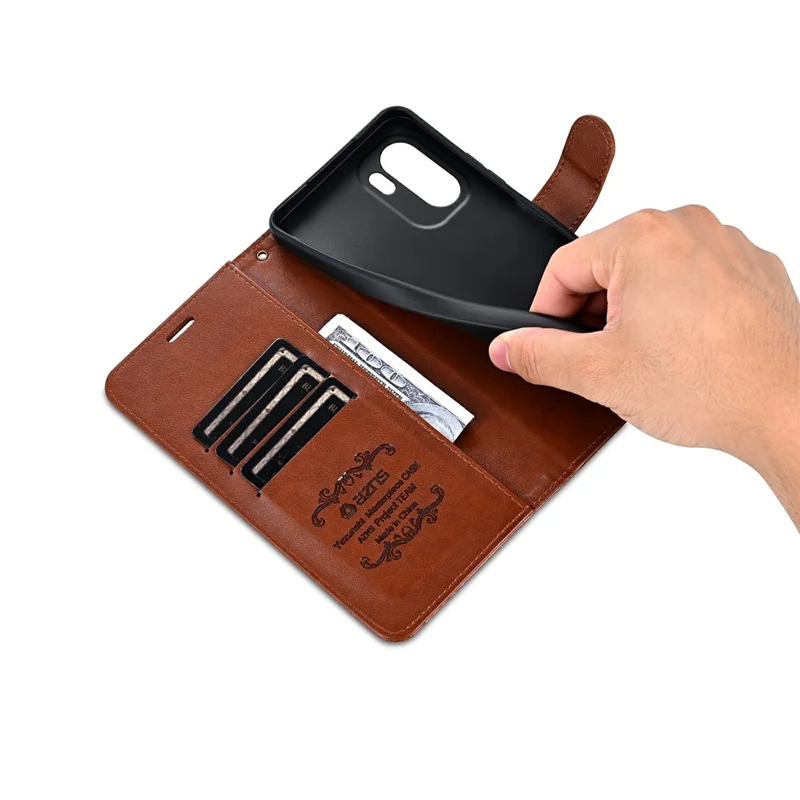 AZNS For OnePlus Ace 6 5G Case Anti-Scratch PU Leather Stand Wallet Phone Cover - Brown