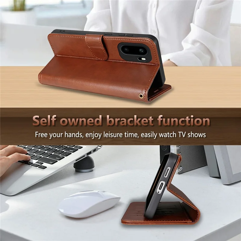 AZNS For OnePlus Ace 6 5G Case Anti-Scratch PU Leather Stand Wallet Phone Cover - Brown