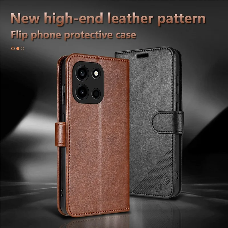 AZNS For OnePlus Turbo 6 5G Case Anti-Scratch PU Leather Stand Wallet Phone Cover - Brown