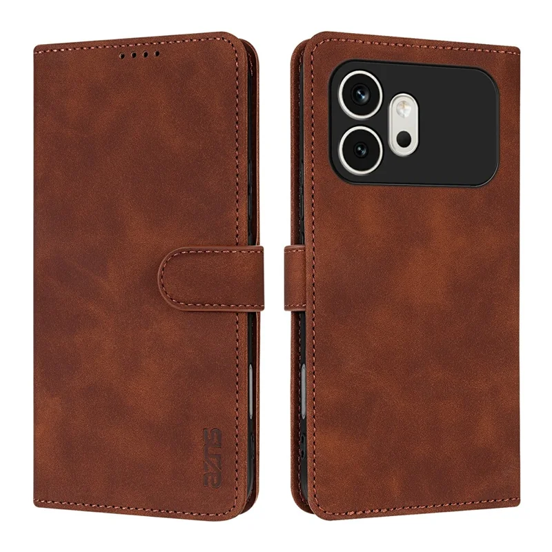 AZNS For Honor 600 5G Case PU Leather Wallet Phone Cover - Brown