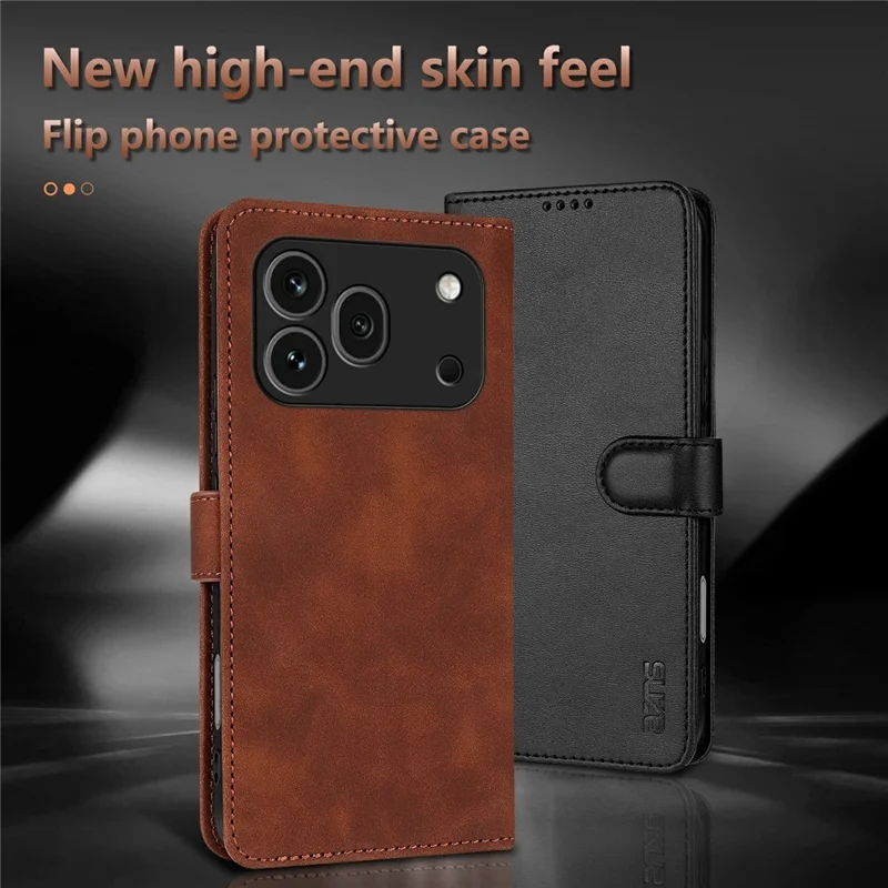 AZNS For Honor 600 Pro 5G Case PU Leather Wallet Phone Cover - Brown