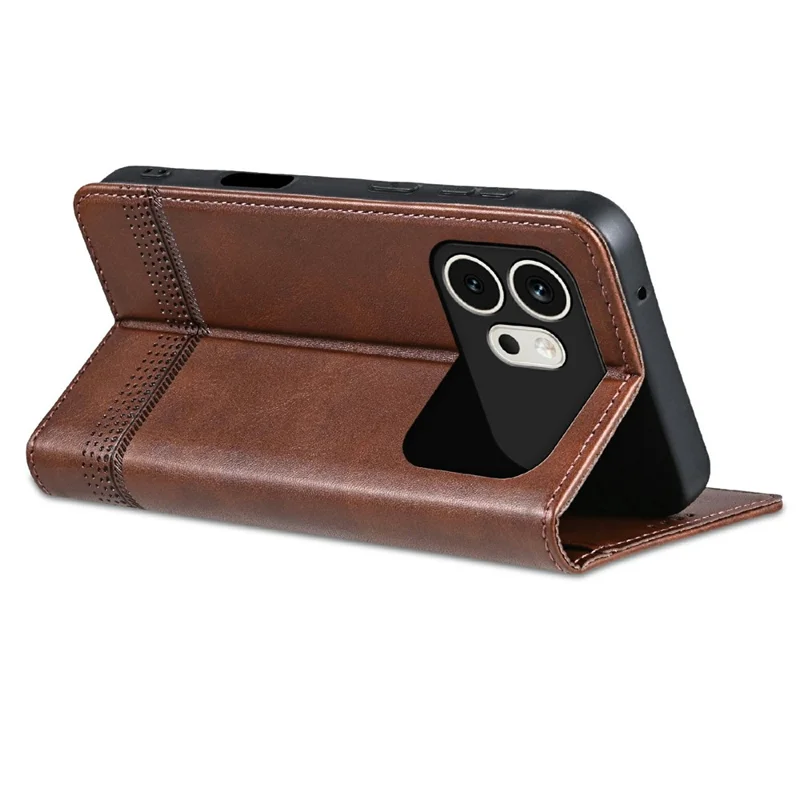 AZNS For Honor 600 5G Phone Case Cowhide Texture PU Leather Wallet Phone Cover - Coffee