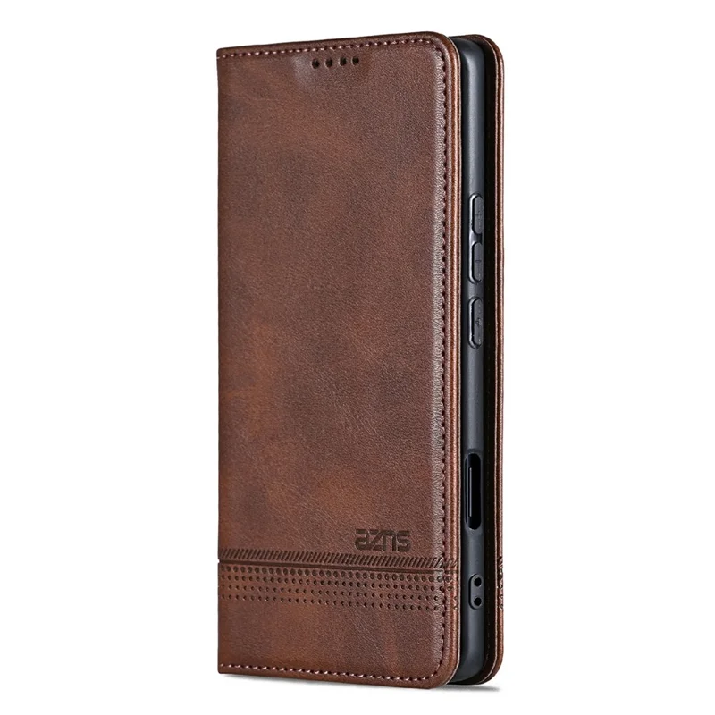 AZNS For Honor 600 5G Phone Case Cowhide Texture PU Leather Wallet Phone Cover - Coffee