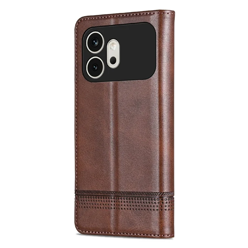 AZNS For Honor 600 5G Phone Case Cowhide Texture PU Leather Wallet Phone Cover - Coffee