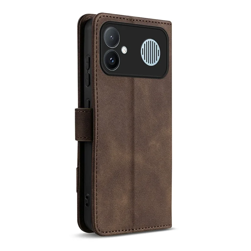 AZNS A2 for Xiaomi Redmi K90 Max 5G Leather Case with Wrist Strap RFID Blocking Wallet Stand Phone Cover - Brown