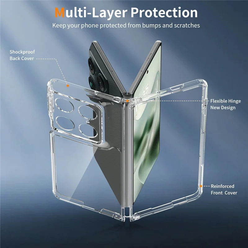 For Motorola Razr Fold 5G Gennemsigtig Telefonbeskyttelsesdæksel TPU+Acryl Stødfast Rygdæksel - Gennemsigtig