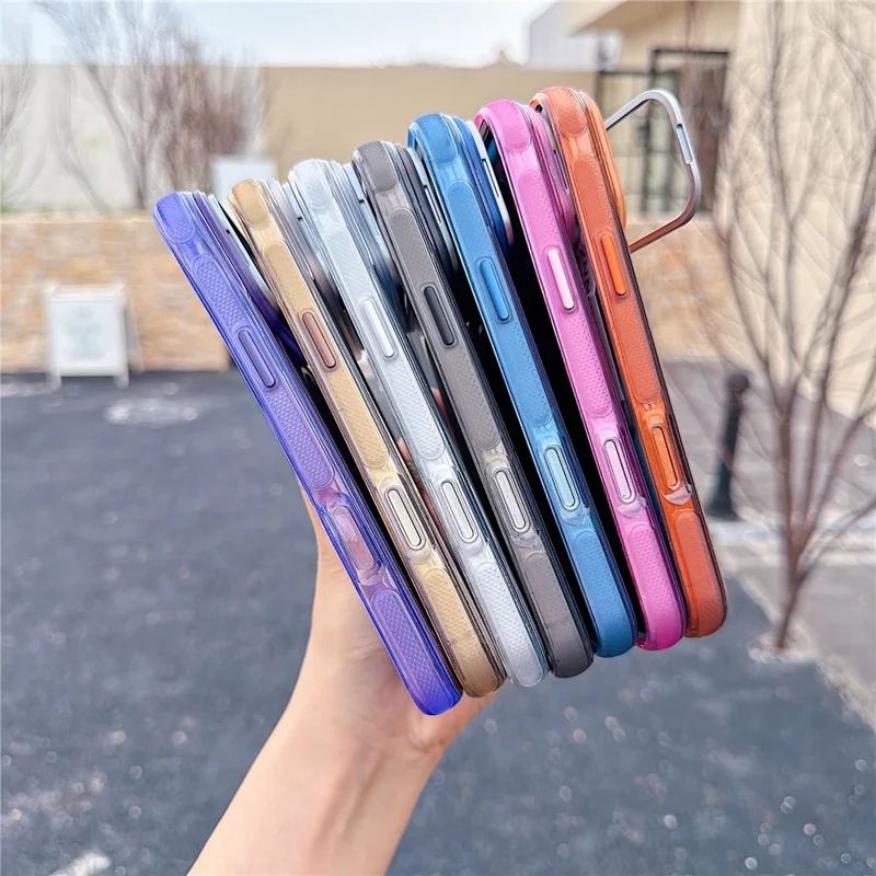 For iPhone 17 Pro Max Magnetic Case Kickstand PC+TPU Brushed Phone Cover with Lens Film - Pink