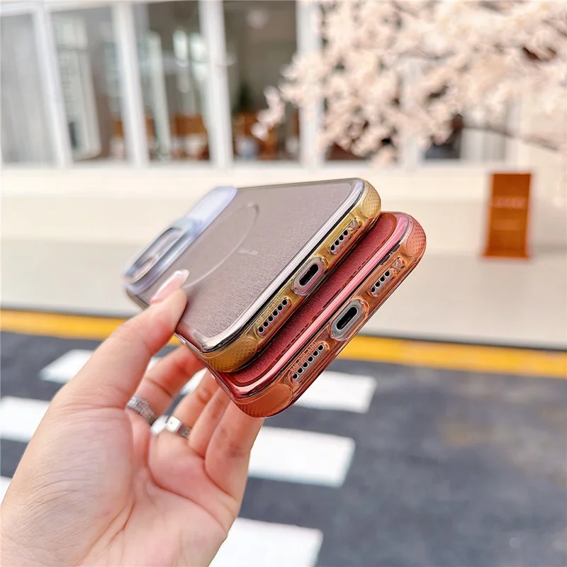 For iPhone 16 Pro Magnetic Case Kickstand PC+TPU Brushed Phone Cover with Lens Film - Black