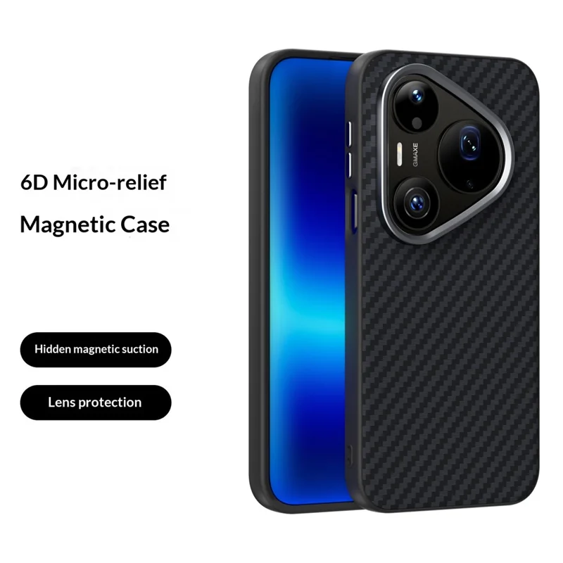 ABEEL For Huawei Pura 90 Pro Max Magnetic Case Carbon Fiber Texture Phone Back Cover - Black