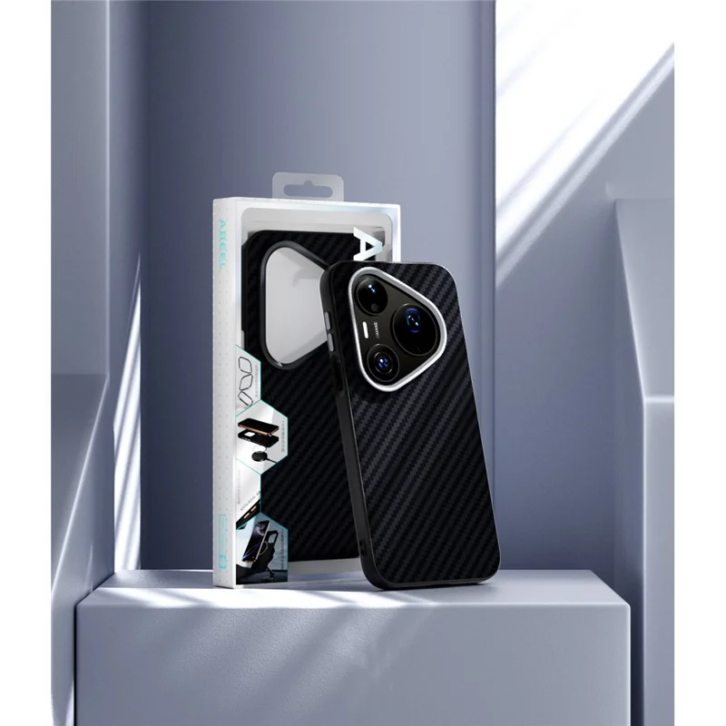 ABEEL For Huawei Pura 90 Pro Max Magnetic Case Carbon Fiber Texture Phone Back Cover - Black