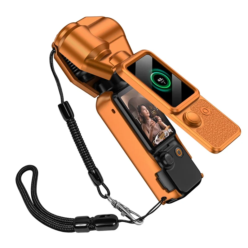 GKK For DJI Osmo Pocket 4 Magnetic Flip-Open Gimbal Protective Cover Handle Guard with Lanyard - Orange