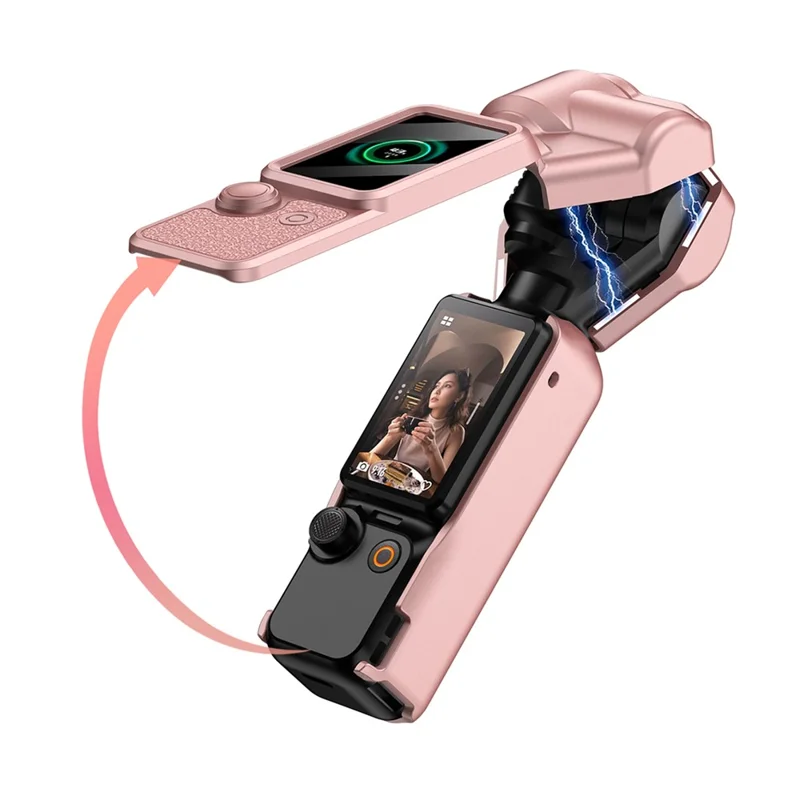 GKK For DJI Osmo Pocket 4 Magnetic Flip-Open Gimbal Protective Cover Handle Guard with Lanyard - Orange