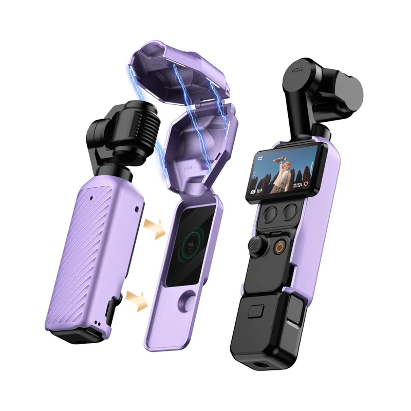 GKK For DJI Osmo Pocket 4 Magnetic Flip-Open Gimbal Protective Cover Handle Guard with Lanyard - Orange