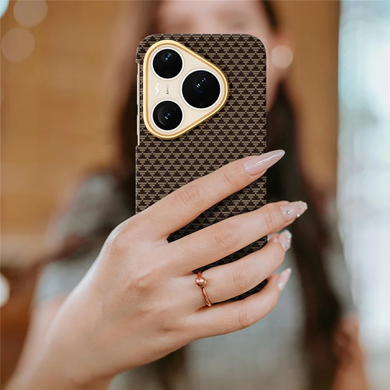 GKK BTGD For Huawei Pura 90 Pro Max Magnetic Case Woven Texture PC Phone Back Cover - Gold