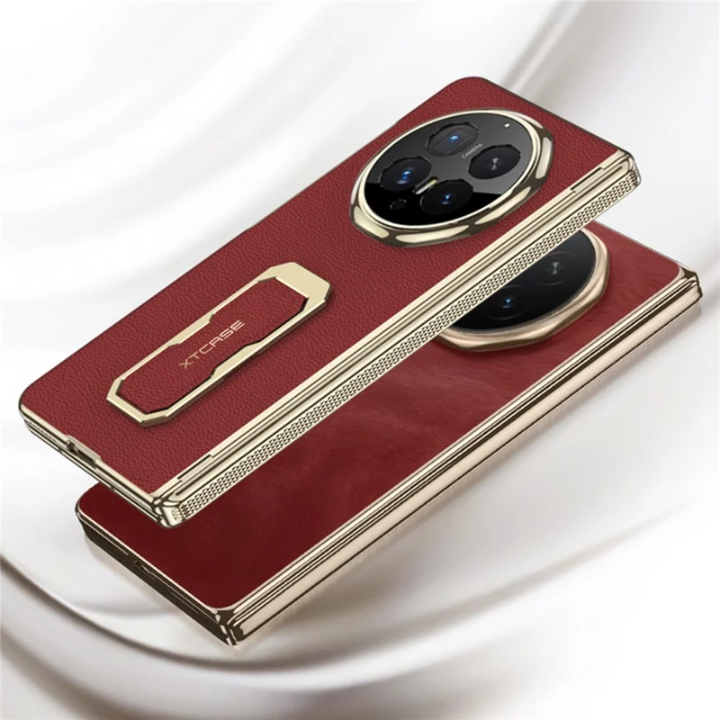 GKK For Honor Magic V6 5G Case with Kickstand  /  Wrist Strap  /  Screen Film PU + PC Phone Cover - Red