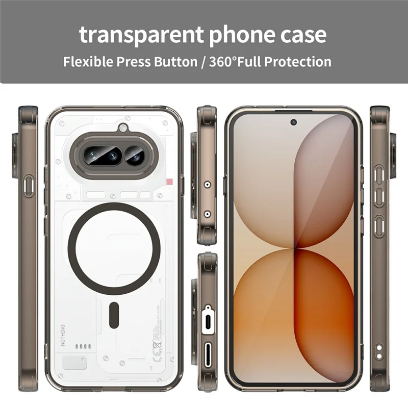 For Nothing Phone (4a) Case Clear PC + TPU Shockproof Phone Back Cover - Transparent Black