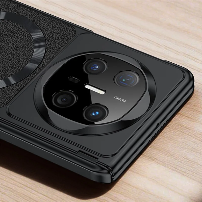 GKK Pour Huawei Mate X6 Étui Magnétique à Charnière Biaxiale en Cuir Végétal + Coque en PC - Noir