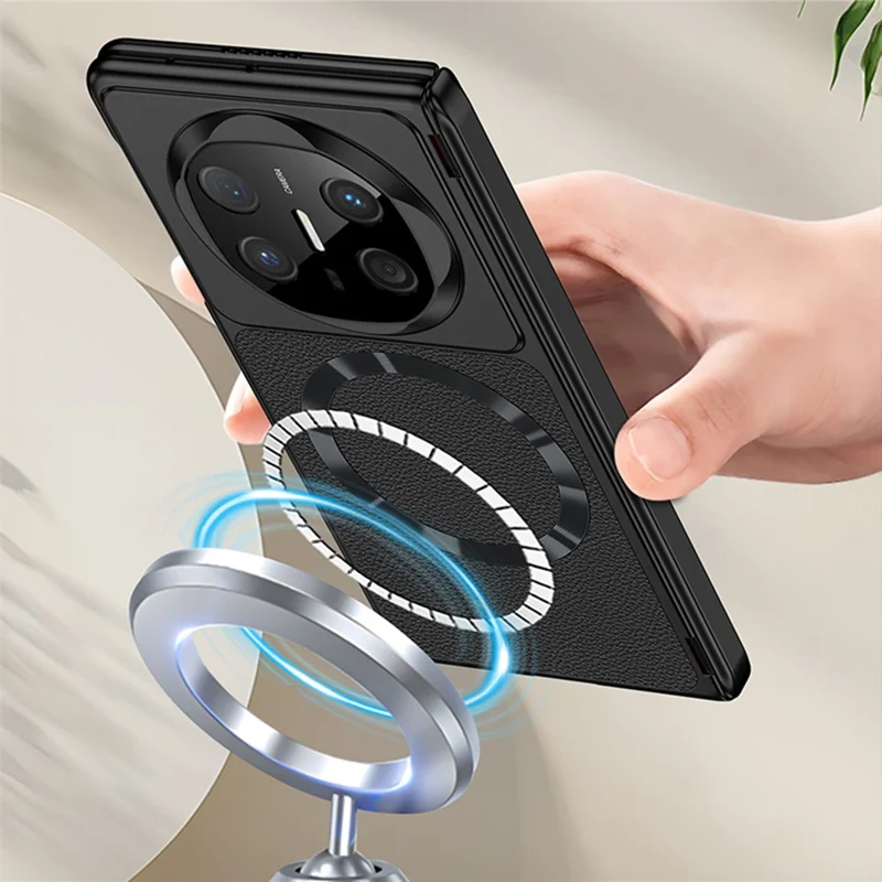 GKK Pour Huawei Mate X6 Étui Magnétique à Charnière Biaxiale en Cuir Végétal + Coque en PC - Noir