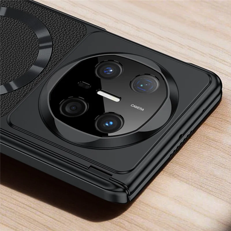 GKK Für Huawei Mate X5 Magnetisches Cover Dual-Achsen-Scharnier aus Kunstleder + PC-Handyhülle - Schwarz