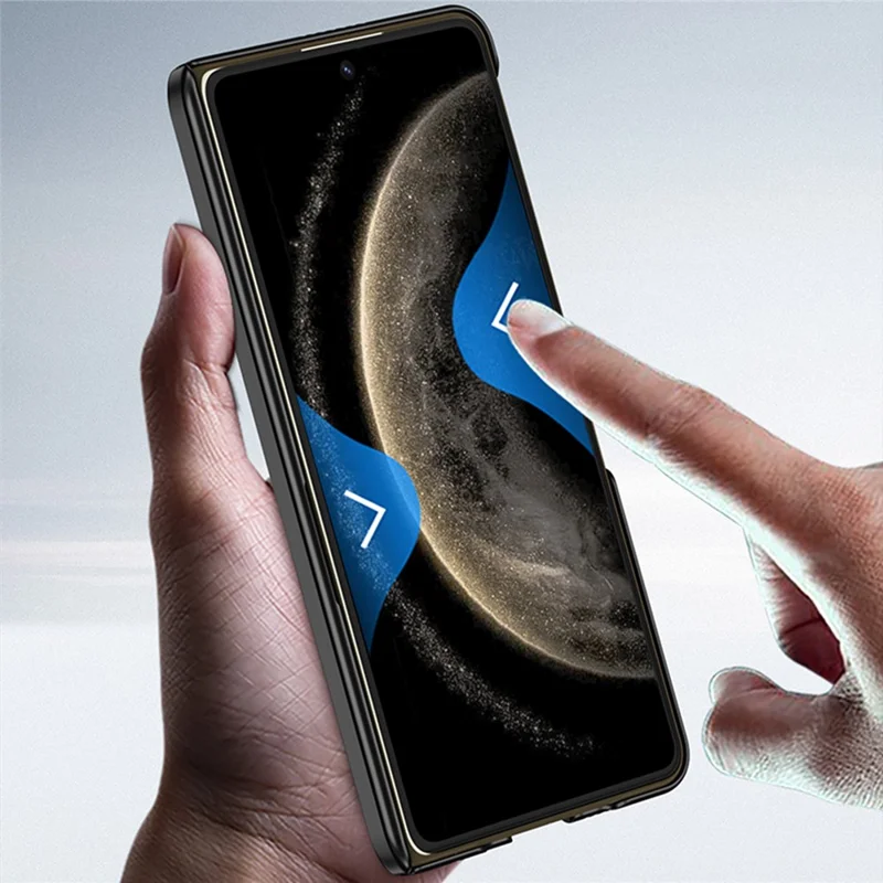 GKK Für Huawei Mate X5 Magnetisches Cover Dual-Achsen-Scharnier aus Kunstleder + PC-Handyhülle - Schwarz