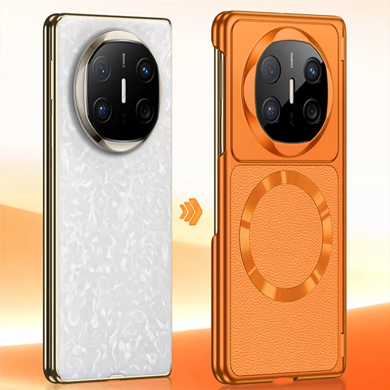 GKK Für Huawei Mate X5 Magnetisches Cover Dual-Achsen-Scharnier aus Kunstleder + PC-Handyhülle - Schwarz