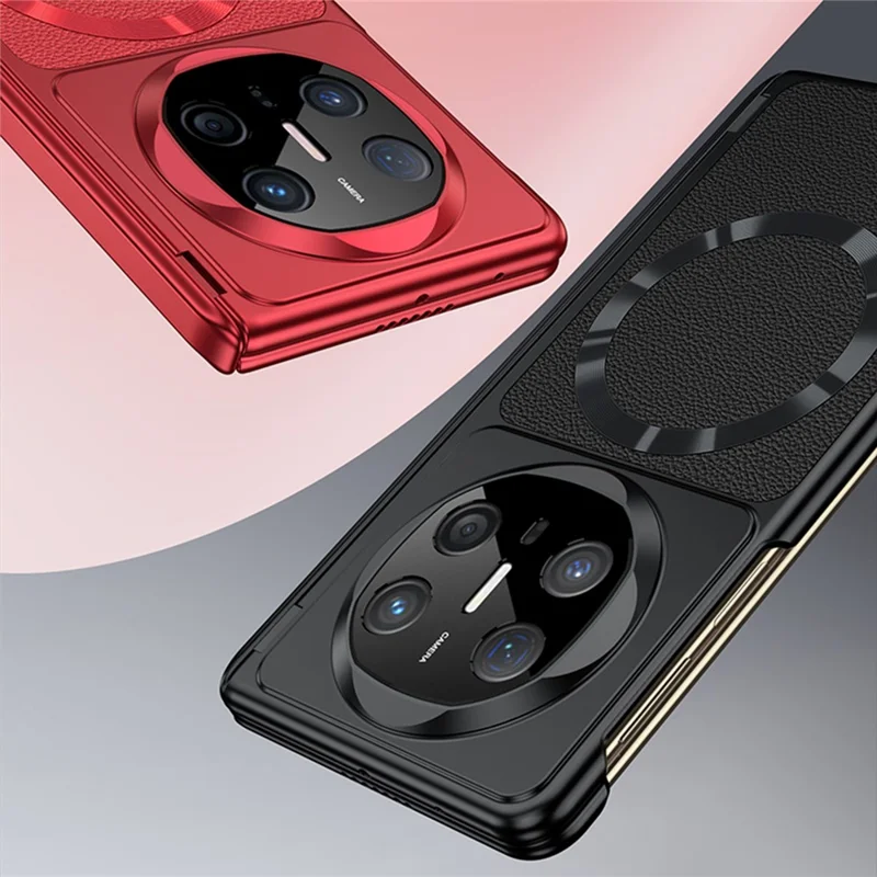 GKK Für Huawei Mate X5 Magnetisches Cover Dual-Achsen-Scharnier aus Kunstleder + PC-Handyhülle - Schwarz