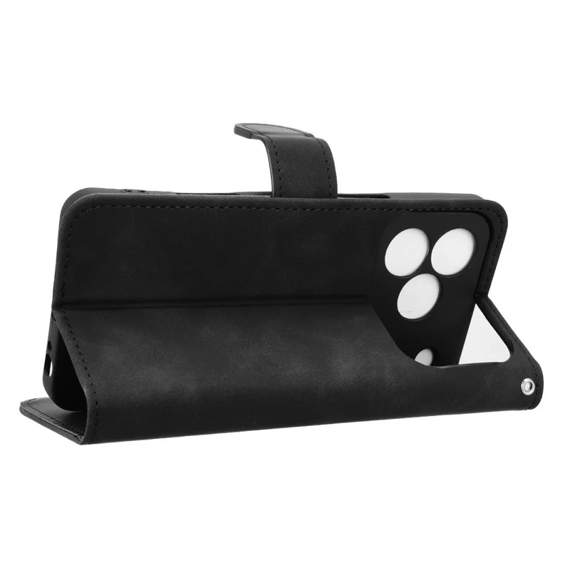For Blackview Wave 7C Leather Case Skin Feel Anti Drop Wallet Stand Flip Phone Cover - Black