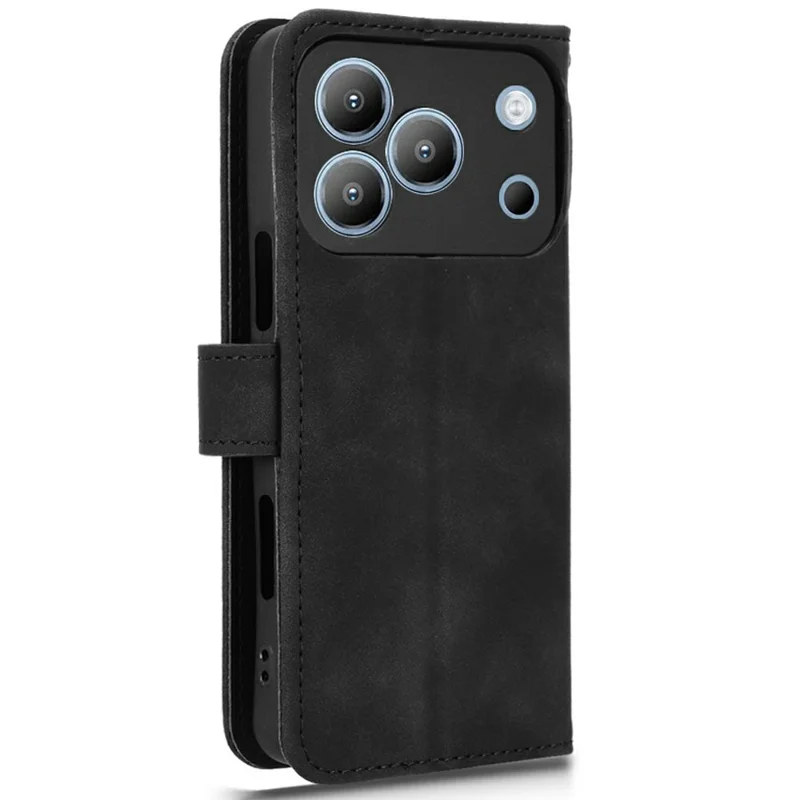 For Blackview Wave 7C Leather Case Skin Feel Anti Drop Wallet Stand Flip Phone Cover - Black