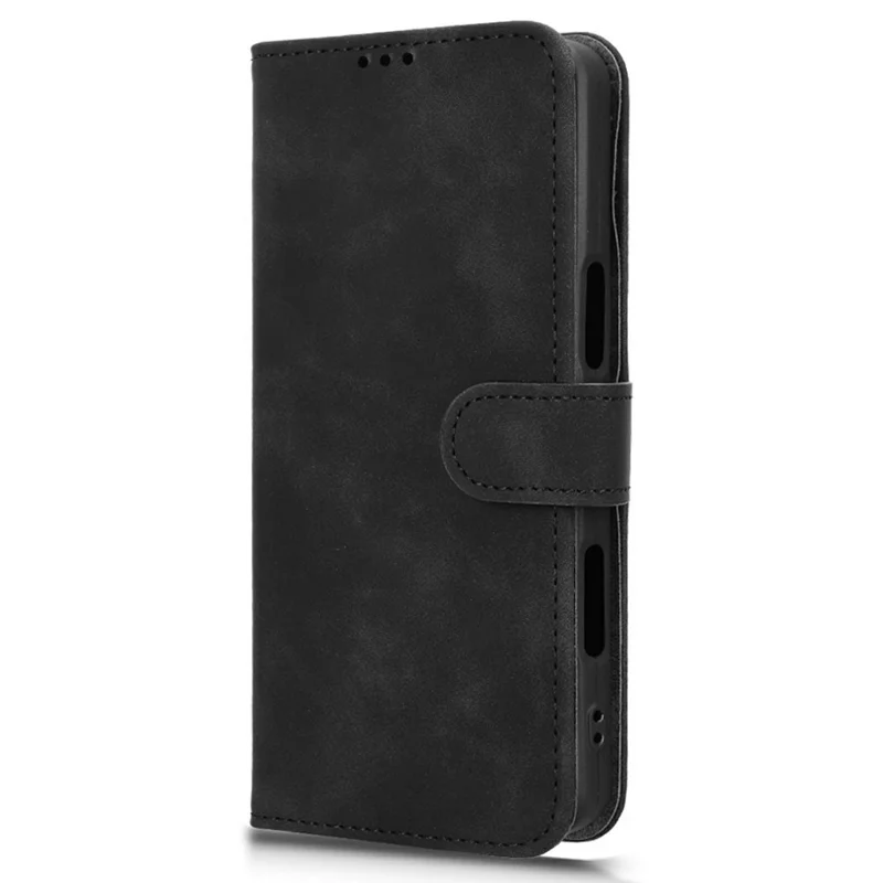 For Blackview Wave 7C Leather Case Skin Feel Anti Drop Wallet Stand Flip Phone Cover - Black