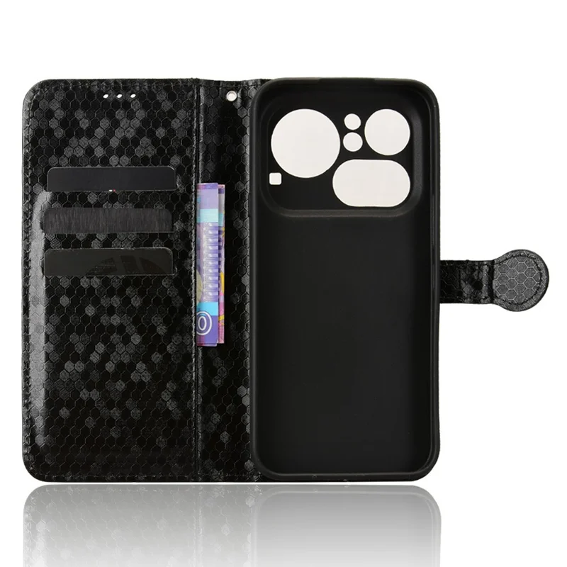 For Nothing Phone (4a) Pro Wallet Case Dot Pattern Imprint PU Leather Phone Cover with Wrist Strap - Black