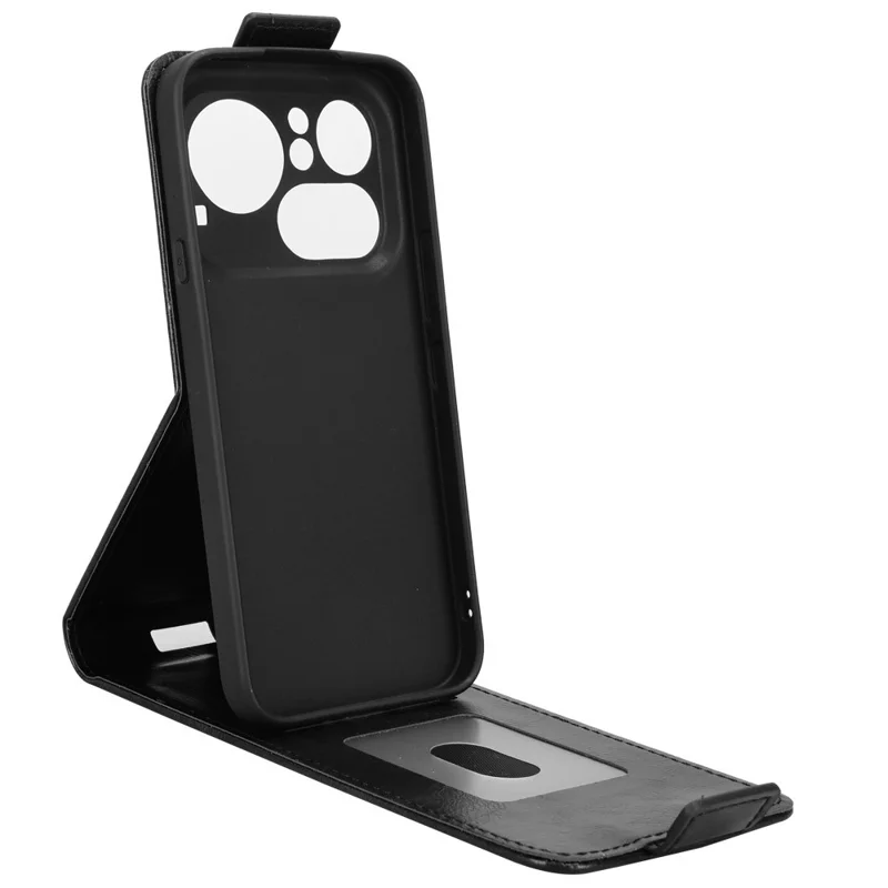 For Nothing Phone (4a) Pro Stand Case Magnetic Clasp Vertical Flip Leather Phone Cover with Card Holder - Black