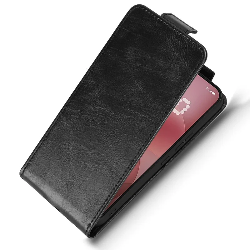 For Nothing Phone (4a) Pro Stand Case Magnetic Clasp Vertical Flip Leather Phone Cover with Card Holder - Black