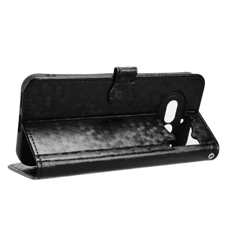 For Nothing Phone (4a) Wallet Case Dot Pattern Imprint PU Leather Phone Cover with Wrist Strap - Black