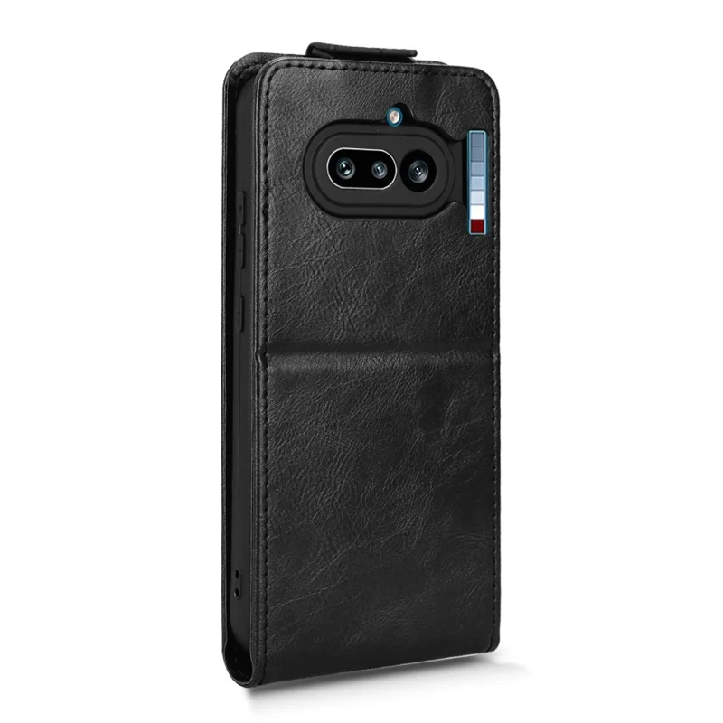For Nothing Phone (4a) Stand Case Magnetic Clasp Vertical Flip Leather Phone Cover with Card Holder - Black