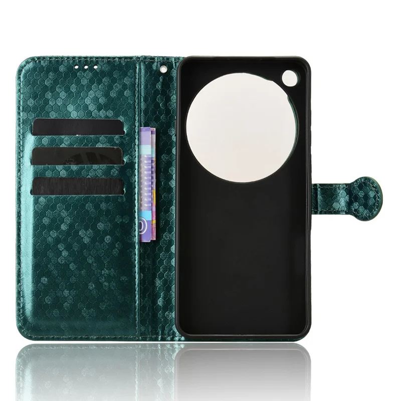 For Oppo Find X9 Ultra 5G Wallet Case Dot Pattern Imprint PU Leather Phone Cover with Wrist Strap - Green