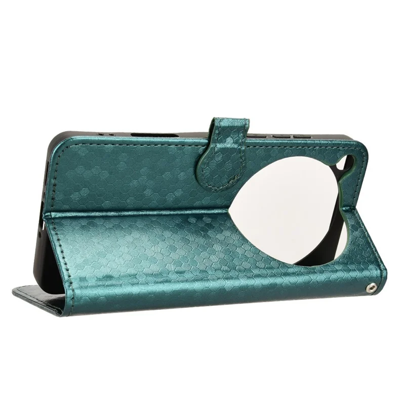 For Oppo Find X9 Ultra 5G Wallet Case Dot Pattern Imprint PU Leather Phone Cover with Wrist Strap - Green