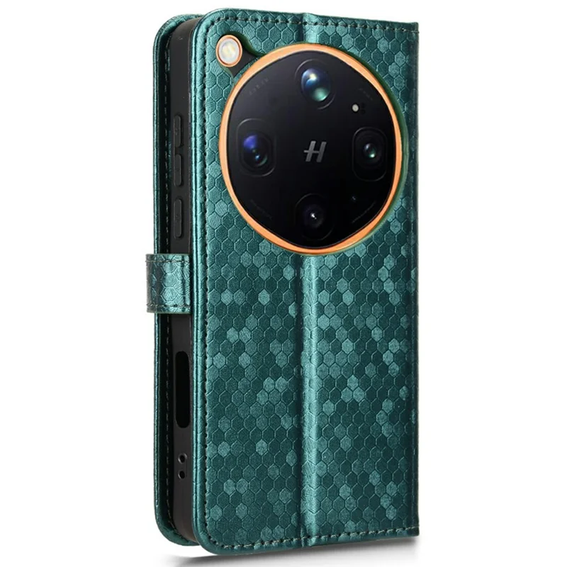 For Oppo Find X9 Ultra 5G Wallet Case Dot Pattern Imprint PU Leather Phone Cover with Wrist Strap - Green
