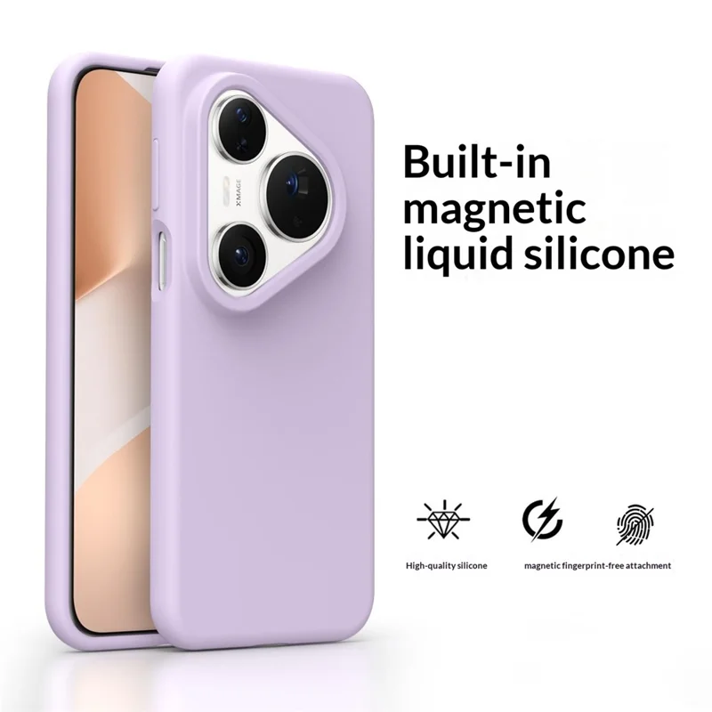 For Huawei Pura 70 Magnetic Case Skin-friendly Liquid Silicone + PC Phone Cover - Light Purple